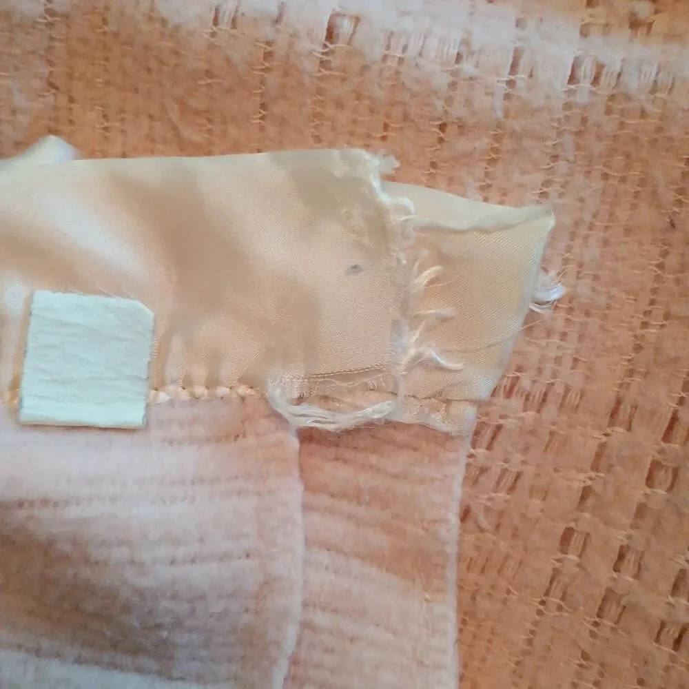 Vtg J C Penney’s Blanket Waffle Satin Trim Peach Queen 82x82